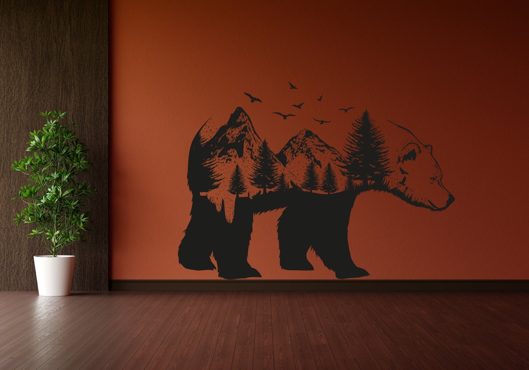 Animals Wall Decal Wild Bear Wood Wall Decal Beasts Wall Decor SS 443 ...