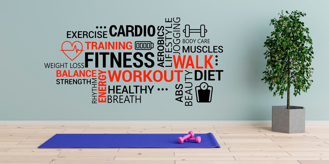 Postural Gym Lettering Fitness Motivation Words Wall Decal/fitness Wall Decal/gym Wall Decal ...