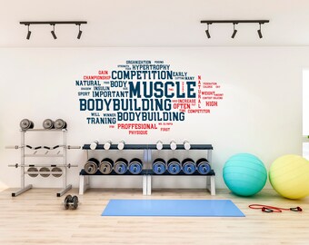 Bodybuilding Motivation Words Wall Decal/Bodybuilding Wall Sticker/Fitness Wall Decal/Gym Wall Decal/Fitness Words Wall Sticker SS 1407