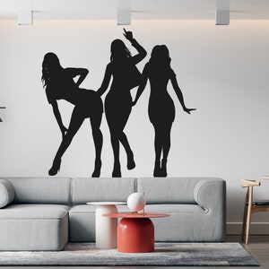 Beautiful Silhouette of Dancing Girls Wall Decal Inspired Woman Wall Decal Сute Girl Wall Sticker Decal Beautiful Dancing Girls  SS 369