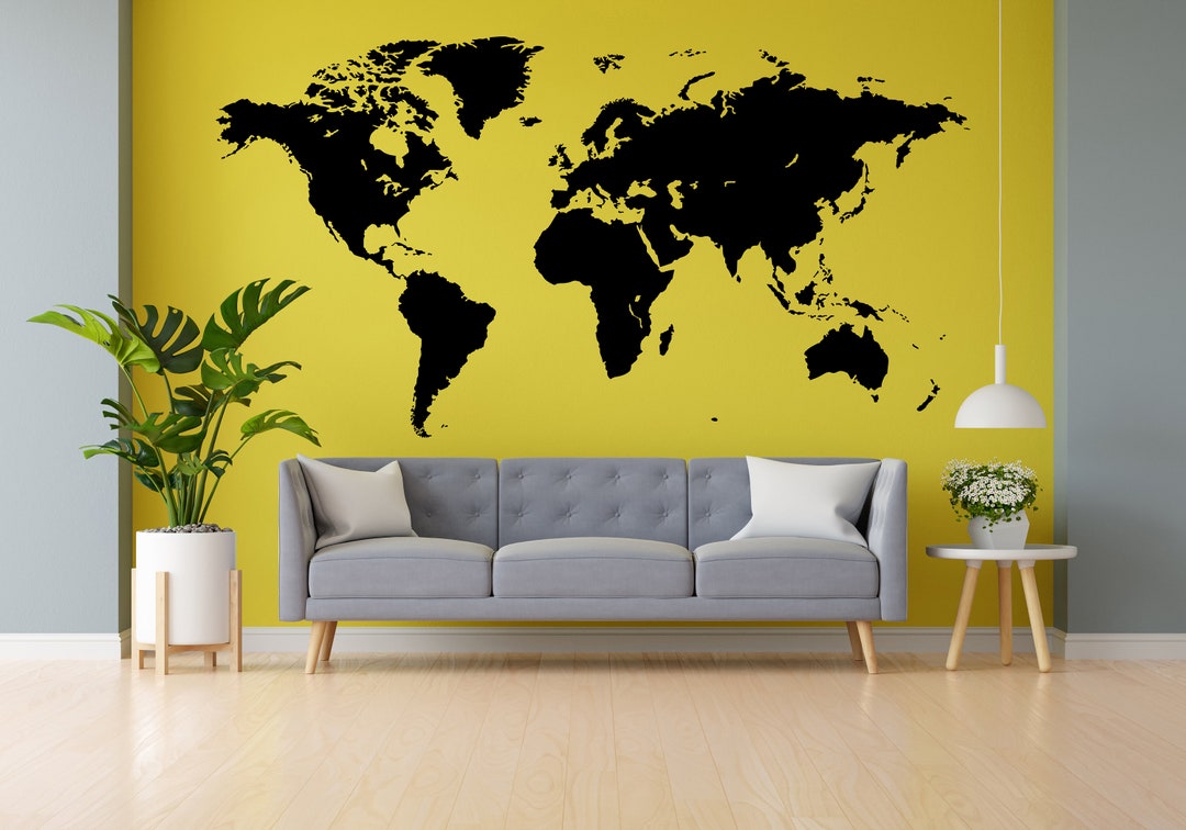 Nature World Map World Wall Decal Adventure Wall Sticker World Etsy