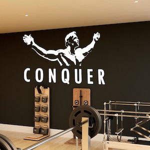 Conquer wall decal, Wall Decal Arnold Gym Wall Decal, Body-building Sport Wall Sticker Gym Wall Decor SG 1204