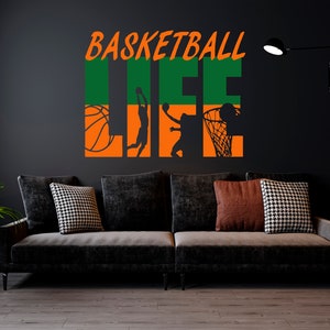 Basketball Lettering Wall Decal\Color Wall Decal Jordan Basketball Lettering\Wall Decal Color\Beasts Wall Decor Colored for Gym SS 1259