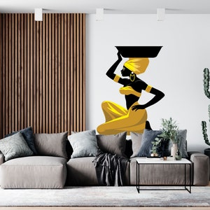 Beautiful Woman With A Bowl On Her Head Wall Decal Girl Wall Sticker Decal for Beauty Salon  SS 377