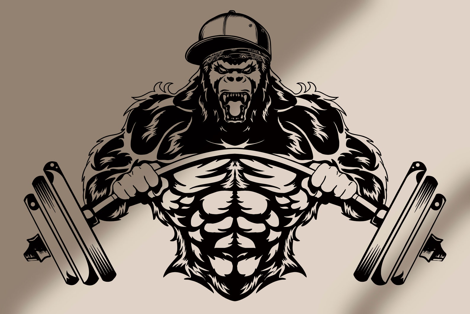 Gorilla Bodybuilder Wall Decal Gorilla With Barbell Wall Decal - Etsy