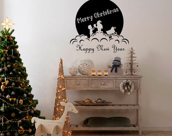 Vinyl Sticker Merry Christmas, Christmas decor, Merry Christmas wall decal, Christmas tree decal, Christmas door decal SG0004