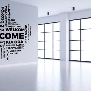 Words Welcome Wall Decal/ Hello Wall Decal/ Welcome Sign Decal/Welcome and Hallo Wall Decal/ Welcome decal/Welcome Wall Sticker SS 1081