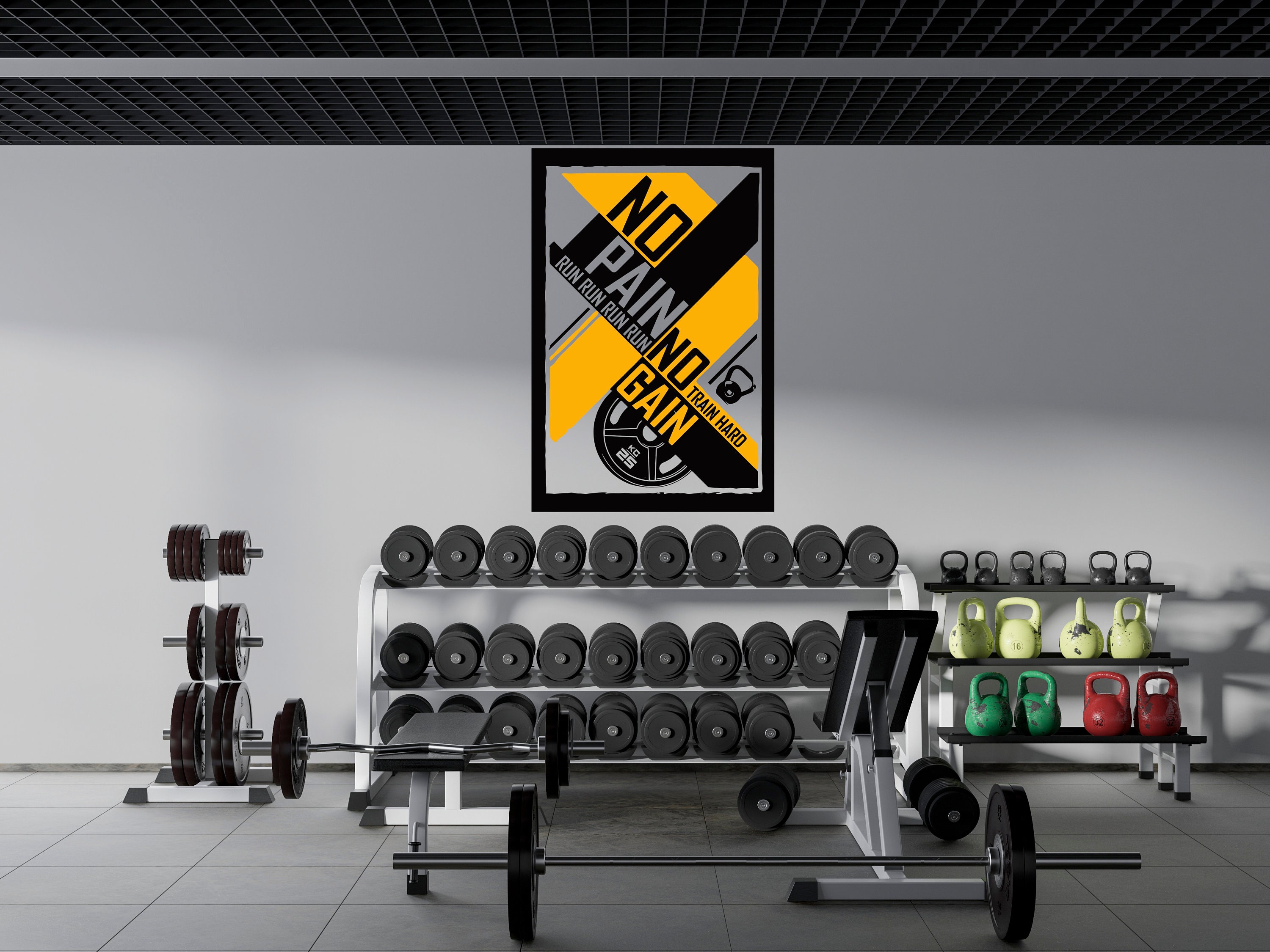 No Pain No Gain Gym Motivation T-shirt Imprimé Logo Emblème Lettrage