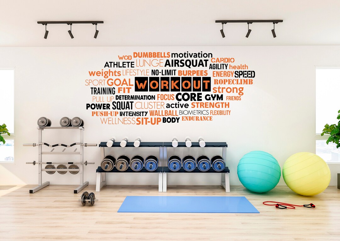 Workout Motivation Words Wall Decal/fitness Wall Etsy