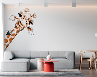 Colored Funny Giraffe Decal\Animals Wall Decal Beautiful Funny Giraffe \Wall Decal Beasts Wall Decor Sticker Giraffe  SS 457