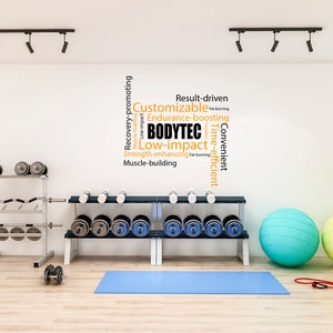 GYM Motivation Words Wall Decal/Fitness Wall Decal/CrossFit Wall Decal/Fitness Words Wall Sticker/ Lettering Workout Wall Decor BODYTEC