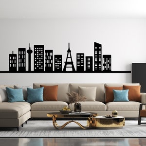 Wall Decal City Skyline Wall Decor Vinyl Wall Sticker City Skyline  SS 254