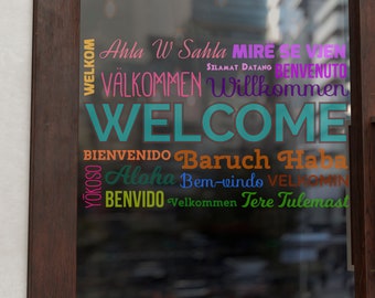 Words Welcome Wall Decal/ Hello Wall Decal/ Welcome Sign Decal/Welcome and Hallo Wall Decal/ Welcome decal/Welcome Wall Sticker SS 1082