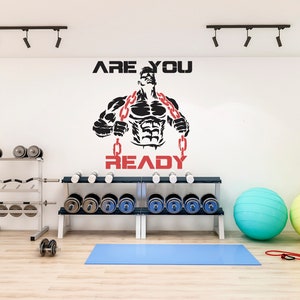 Motivation Quote Wall Decal Bodybuilder Wall Decal Muscle Man Decal Gym Wall Decal Sport Wall Sticker Gym Wall Decor SS 1299