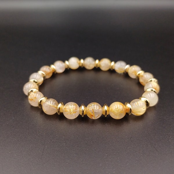 Bracelet QUARTZ RUTILE Grade AA / Plaqué or