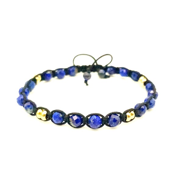 Bracelet LAPIS LAZULI  Grade A / Plaqué or