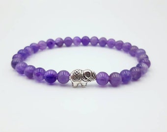 Natural stone bracelet AMETHYSTE / Elephant