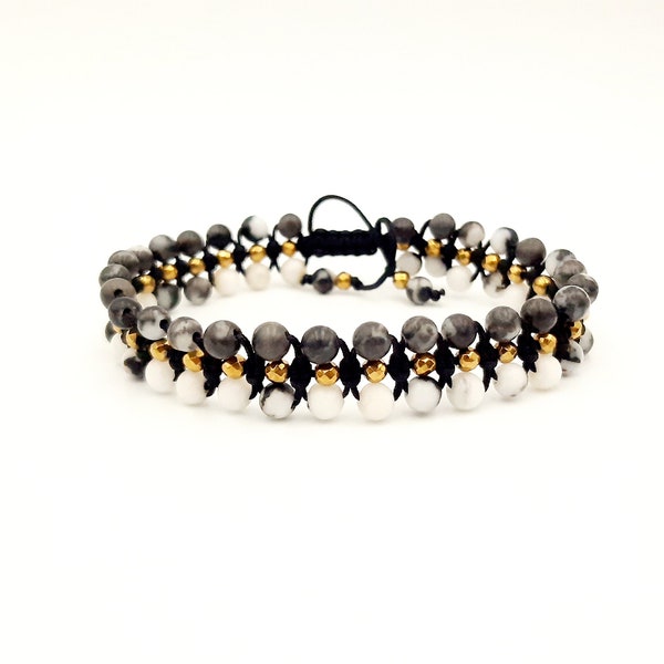 Bracelet triple JASPE ZEBRE - Pierres naturelles