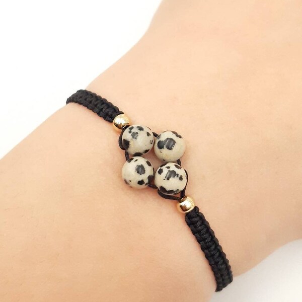 Bracelet JASPE DALMATIEN - Macramé