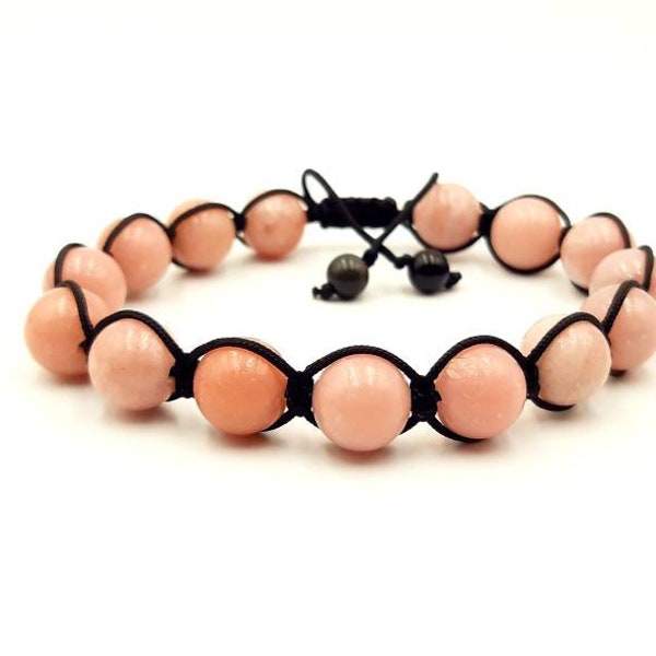 Bracelet Shamballa OPALE ROSE Grosses perles - Pierres naturelles