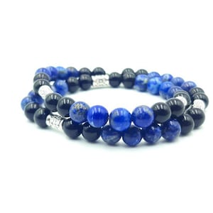 Double bracelet LAPIS LAZULI / Obsidian black grade aa