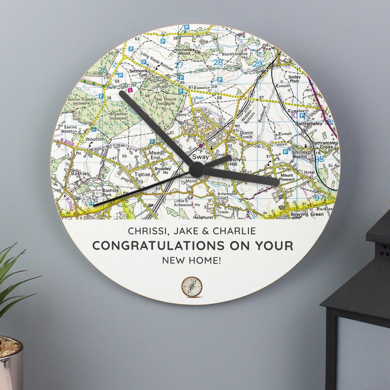 Postcode Map Personalised Personalised Map Wooden Clock | Custom Postcode Wall Clock | New Home ...