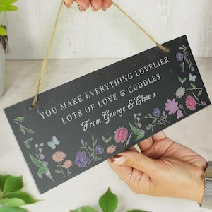 Personalised Wild Flowers Slate Garden Sign - Perfect Garden Gift - Birthday Gift - Christmas Gift - New Home Gift - Garden Gift