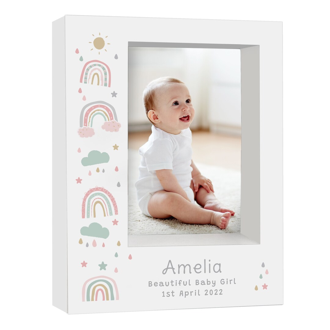 Personalised Rainbow 5x7 Box Photo Frame - Perfect Newborn Gift - Baby ...