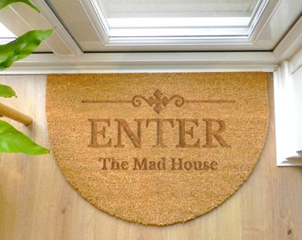 Personalised Ornate Half Moon Indoor Doormat - Home Decor - House Warming Gift