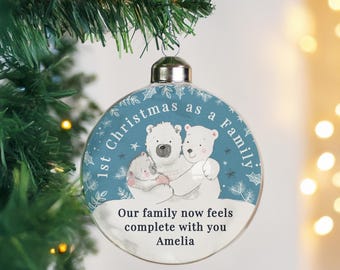 Personalised First Christmas as a Family Bauble, Glass Christmas Ornament, Family Christmas Keepsake, Personalised Family Decoration