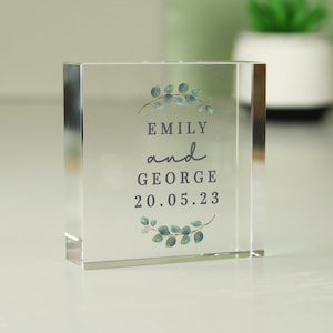 Ficha de cristal de parejas botánicas personalizadas