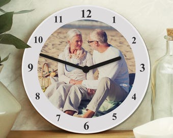 Gepersonaliseerde fotoklok Aangepaste houten wandklok Familiefoto cadeau Nieuw interieur housewarmingcadeau