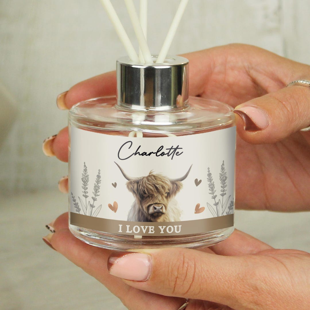 Personalised Highland Cow Reed Diffuser - Perfect Home Decor Gift ...
