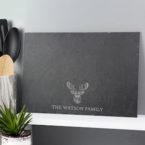Personalised Stag Slate Placemat – Rustic Elegance for Dining - Perfect Home Decor Gift