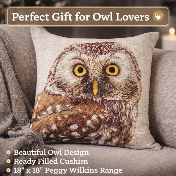 Eule Kissen Geschenk, Eule Liebhaber Kissen, Housewarming Geschenk, Vogel Kissen, Wildlife Kissen, Landhaus Wohnkultur, gemütliche Eule Kissen