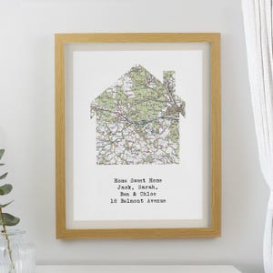 Gepersonaliseerde huidige kaart thuis eiken posterlijst - cadeau nieuw huis - nieuw familiecadeau