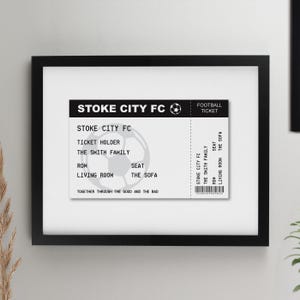 Personalisierter Fußball Ticket Posterrahmen - Geburtstagsgeschenk - Kinderzimmer Dekor - Fußball Geschenk - Sport Fan Geschenk