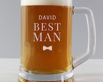 Personalised Wedding Bestman Pint Glass with Personalised Text