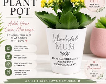 Personlig växtkruka | Anpassad blomkruka i keramik | Personlig present till mamma | Lärarpresent | Inflyttningspresent | Växtkruka för inomhusbruk