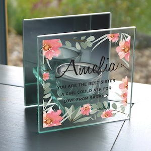 Personalised Floral Sentimental Mirrored Glass Tea Light Candle Holder - Perfect Birthday Gift - Couples Gift