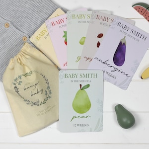 Cartões personalizados de marco para bebê em saco com cordão - Presente de chá de bebê - Presente para recém-nascido