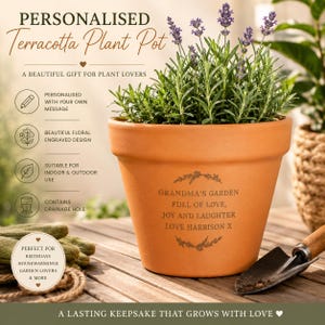 Personalised Terracotta Plant Pot | Custom Floral Plant Pot | Garden Lover Gift | Personalised Flower Pot | New Home Garden Gift