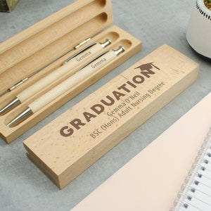 Personalised Graduation Wooden Pen and Pencil Set - Perfect Christmas Gift - Birthday Gift