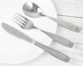 Personalised 3 Piece Stainless Steel Train Cutlery Set - Perfect Toddler Set - Birthday Gift - House Warming Gift