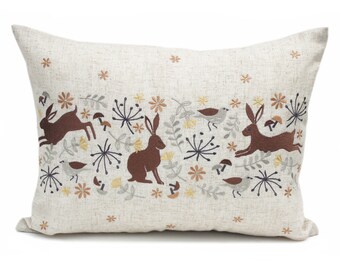 Peggy Wilkins 33cm x 45cm leaping Hare Filled Cushion