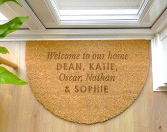 Personalised Free Text Half Moon Indoor Doormat - Home Decor - House Warming Gift