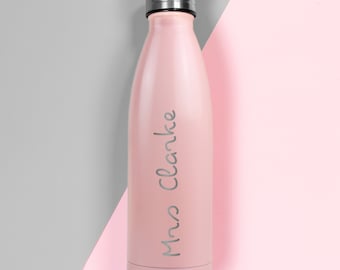 Personalised Name Insulated Metal Dusty Pink Drinks Bottle - Perfect Back to School, New Job, Works Water Bottle