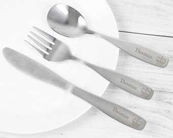 Personalised 3 Piece Stainless Steel Prince Cutlery Set - Perfect Toddler Set - Birthday Gift - House Warming Gift