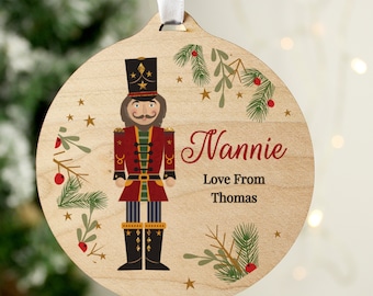 Personalised Nutcracker Christmas Bauble, Wooden Nutcracker Ornament, Traditional Christmas Tree Decoration, Personalised Christmas Gift