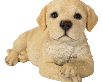 Vivid Arts - Golden Labrador Laying Pup Resin Garden Ornament Sculpture - Perfect Gift - 20cm